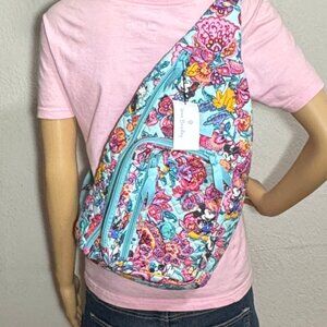 Vera Bradley Disney Sling Backpack in Mickey's Garden Party NWT